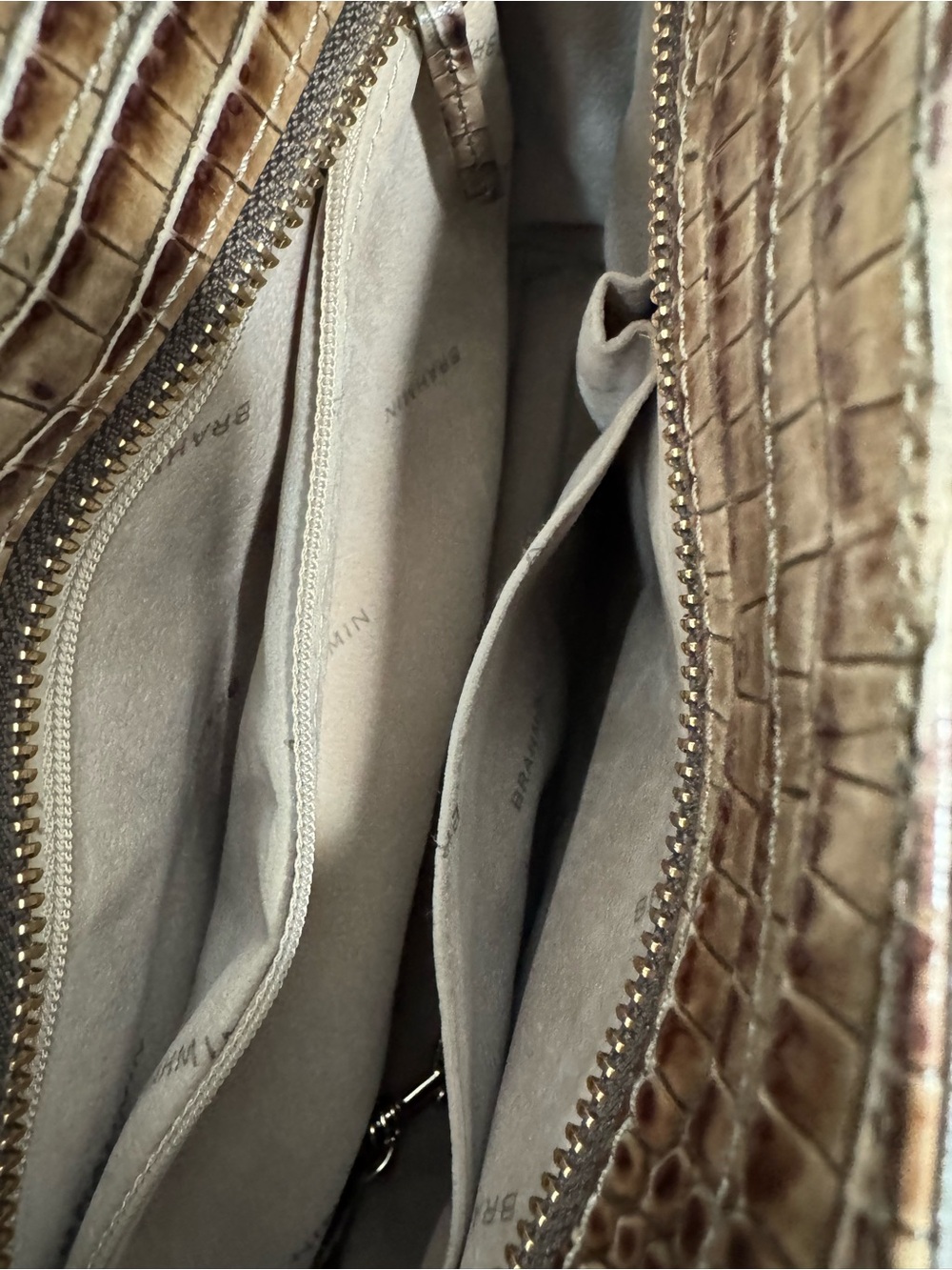 Brahmin Croc-Embossed Brown Crossbody Shoulder Bag - Picture 7 of 14